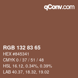 カラーコード: RGB 132 83 65 | qconv.com