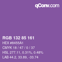 Color code: RGB 132 85 161 | qconv.com