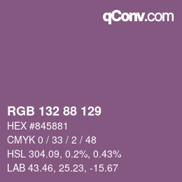 Color code: RGB 132 88 129 | qconv.com