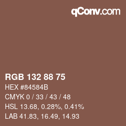 Código de color: RGB 132 88 75 | qconv.com