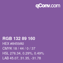 Color code: RGB 132 89 160 | qconv.com