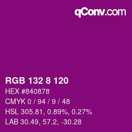 Color code: RGB 132 8 120 | qconv.com