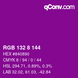 Color code: RGB 132 8 144 | qconv.com