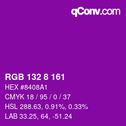 颜色代码: RGB 132 8 161 | qconv.com