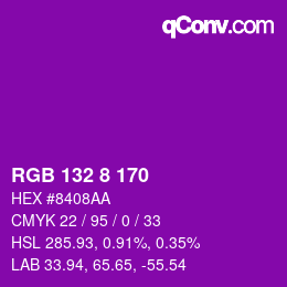 Color code: RGB 132 8 170 | qconv.com