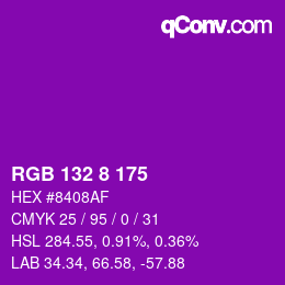 Color code: RGB 132 8 175 | qconv.com
