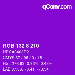 Color code: RGB 132 8 210 | qconv.com
