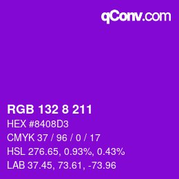 Color code: RGB 132 8 211 | qconv.com