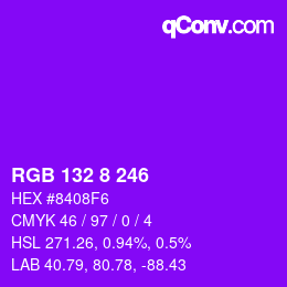 Color code: RGB 132 8 246 | qconv.com