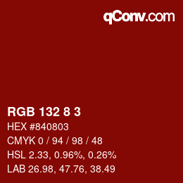 Color code: RGB 132 8 3 | qconv.com