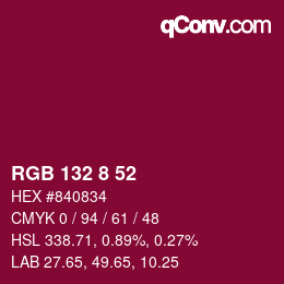 カラーコード: RGB 132 8 52 | qconv.com