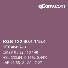 カラーコード: RGB 132 90.4 115.4 | qconv.com