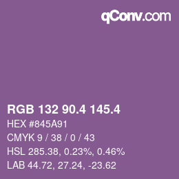カラーコード: RGB 132 90.4 145.4 | qconv.com