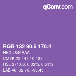 カラーコード: RGB 132 90.8 170.4 | qconv.com