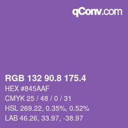 カラーコード: RGB 132 90.8 175.4 | qconv.com