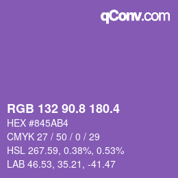 カラーコード: RGB 132 90.8 180.4 | qconv.com