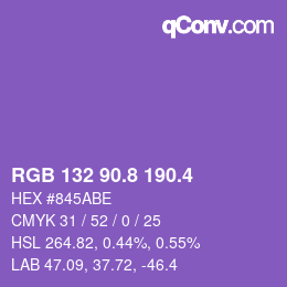 カラーコード: RGB 132 90.8 190.4 | qconv.com