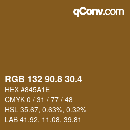 カラーコード: RGB 132 90.8 30.4 | qconv.com
