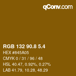 カラーコード: RGB 132 90.8 5.4 | qconv.com