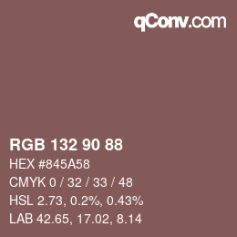 Farbcode: RGB 132 90 88 | qconv.com