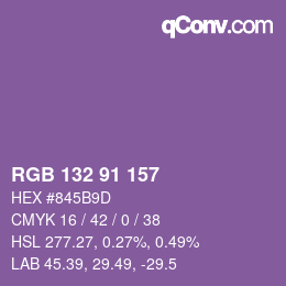 Color code: RGB 132 91 157 | qconv.com