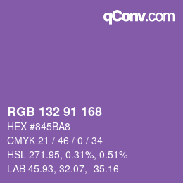 Color code: RGB 132 91 168 | qconv.com