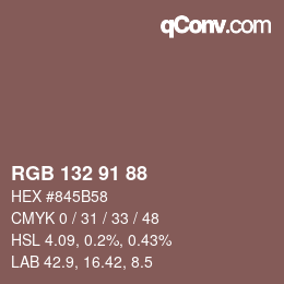 Farbcode: RGB 132 91 88 | qconv.com