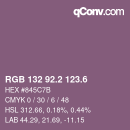 カラーコード: RGB 132 92.2 123.6 | qconv.com