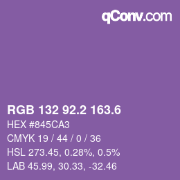 カラーコード: RGB 132 92.2 163.6 | qconv.com