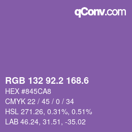 カラーコード: RGB 132 92.2 168.6 | qconv.com
