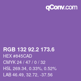 カラーコード: RGB 132 92.2 173.6 | qconv.com