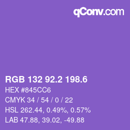 カラーコード: RGB 132 92.2 198.6 | qconv.com