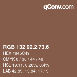 カラーコード: RGB 132 92.2 73.6 | qconv.com