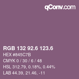 カラーコード: RGB 132 92.6 123.6 | qconv.com