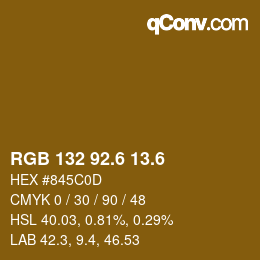 カラーコード: RGB 132 92.6 13.6 | qconv.com