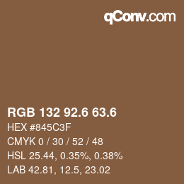 カラーコード: RGB 132 92.6 63.6 | qconv.com