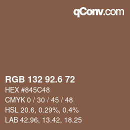 カラーコード: RGB 132 92.6 72 | qconv.com