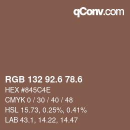 カラーコード: RGB 132 92.6 78.6 | qconv.com