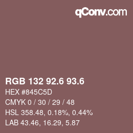 カラーコード: RGB 132 92.6 93.6 | qconv.com