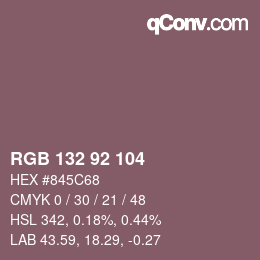 カラーコード: RGB 132 92 104 | qconv.com