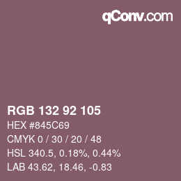 Color code: RGB 132 92 105 | qconv.com