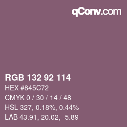 Color code: RGB 132 92 114 | qconv.com