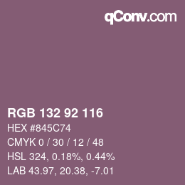 颜色代码: RGB 132 92 116 | qconv.com