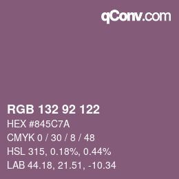 颜色代码: RGB 132 92 122 | qconv.com