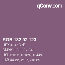 颜色代码: RGB 132 92 123 | qconv.com