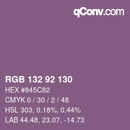 颜色代码: RGB 132 92 130 | qconv.com