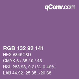 カラーコード: RGB 132 92 141 | qconv.com