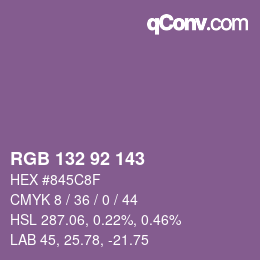 颜色代码: RGB 132 92 143 | qconv.com