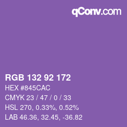 カラーコード: RGB 132 92 172 | qconv.com