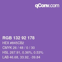 カラーコード: RGB 132 92 178 | qconv.com